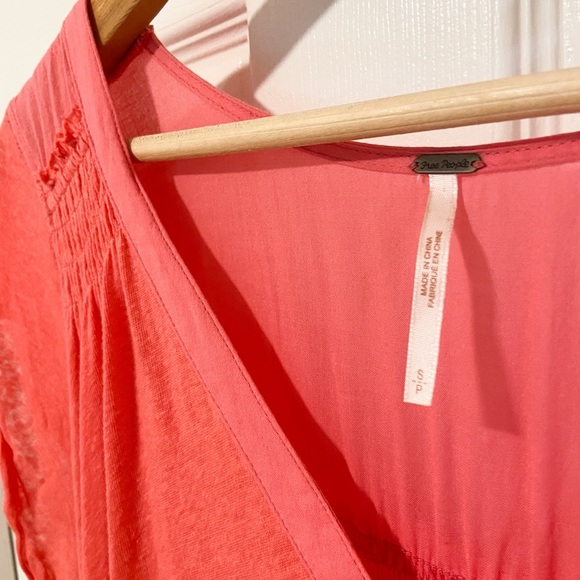 Free People Highland Linen Blend Summer Tee Top Pink Oversized Size Small - Picture 6 of 8